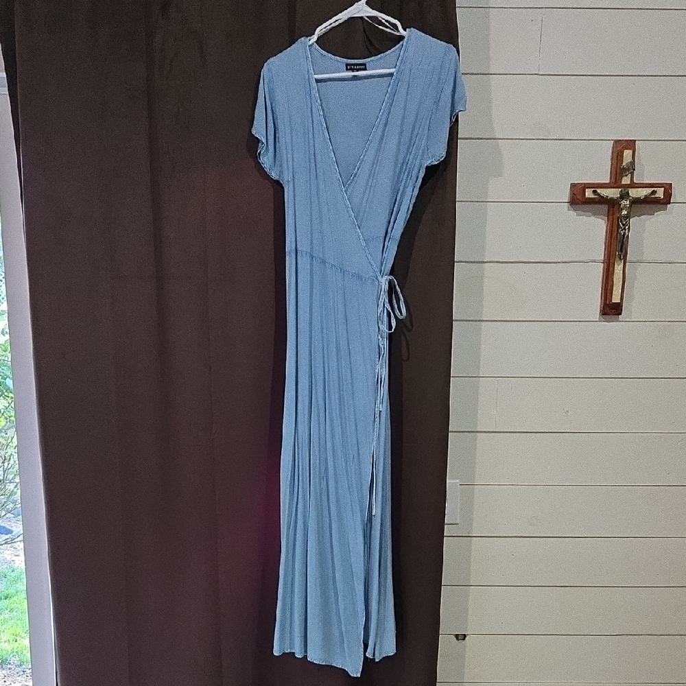 Style Envy Blue Chambray Wrap Sundress
